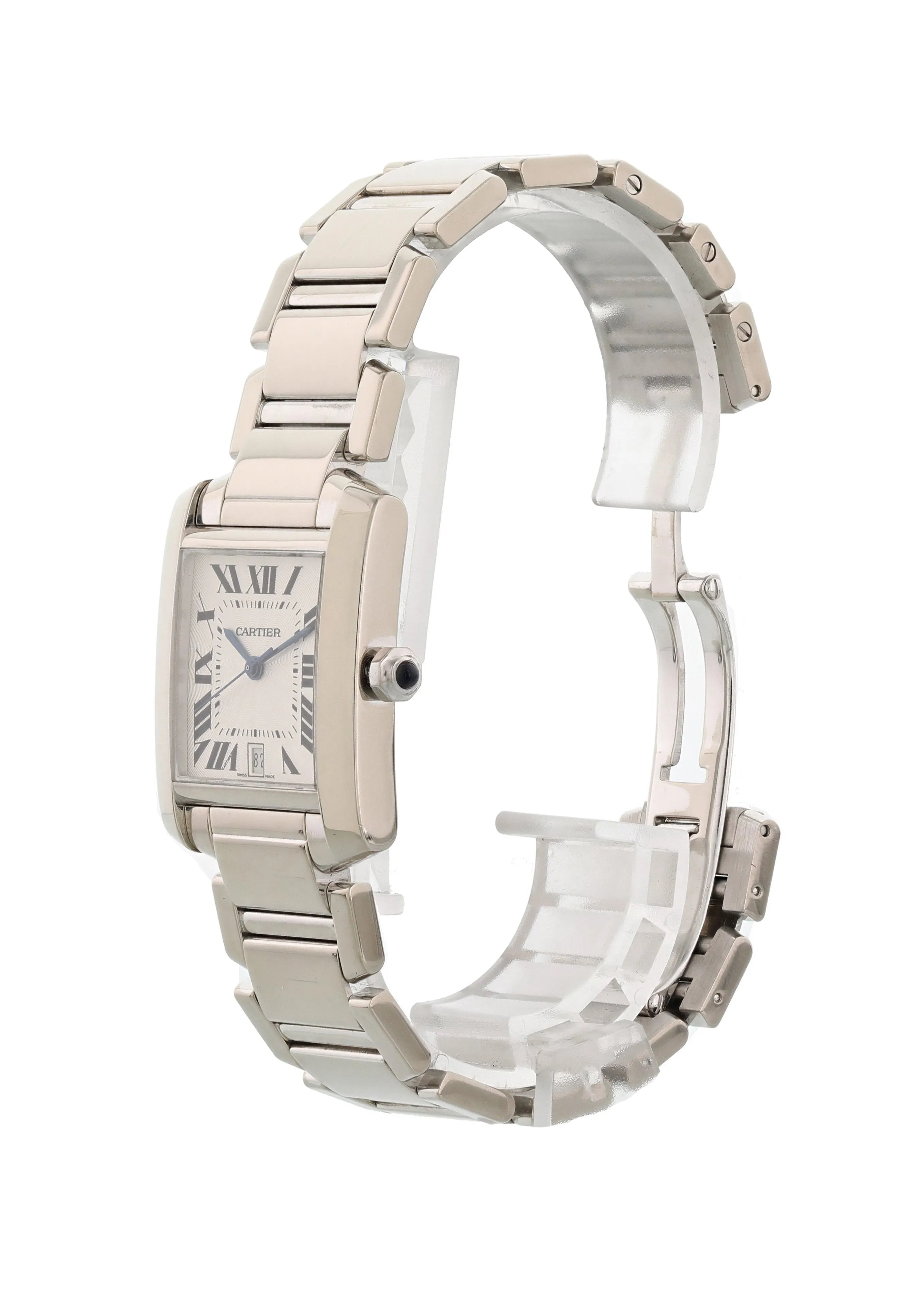 Cartier Tank Francaise W50011S3 18k White Gold Automatic Mens Watch