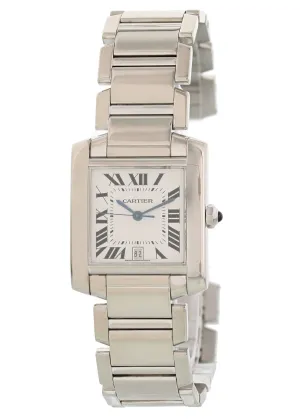 Cartier Tank Francaise W50011S3 18k White Gold Automatic Mens Watch
