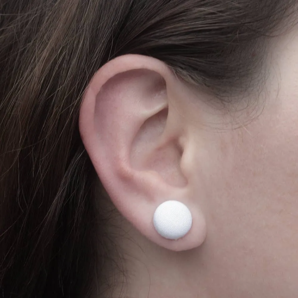 Cassette Tapes, Fabric Covered Button Earrings