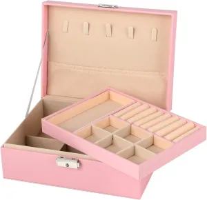 CHARMDI Jewellery Box for Women, 2 Layer, Pink, condition new but small tear on front edge, no box