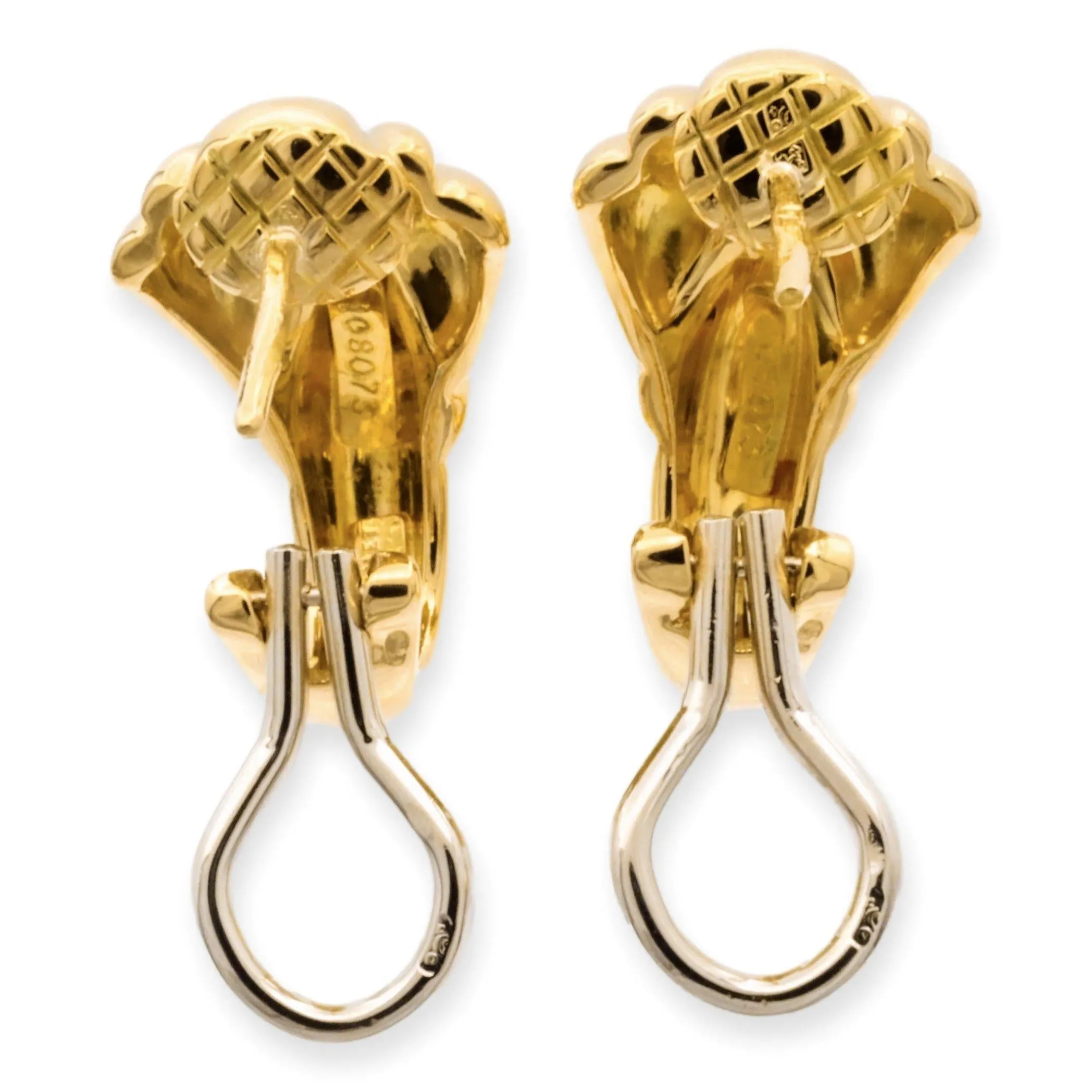 Chaumet Paris 18K Yellow Quilted Gold Clip Earrings