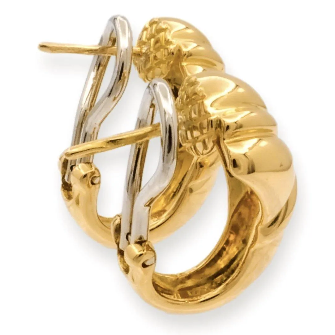 Chaumet Paris 18K Yellow Quilted Gold Clip Earrings
