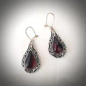 Cherry Amber & Sterling Silver Antique Earrings