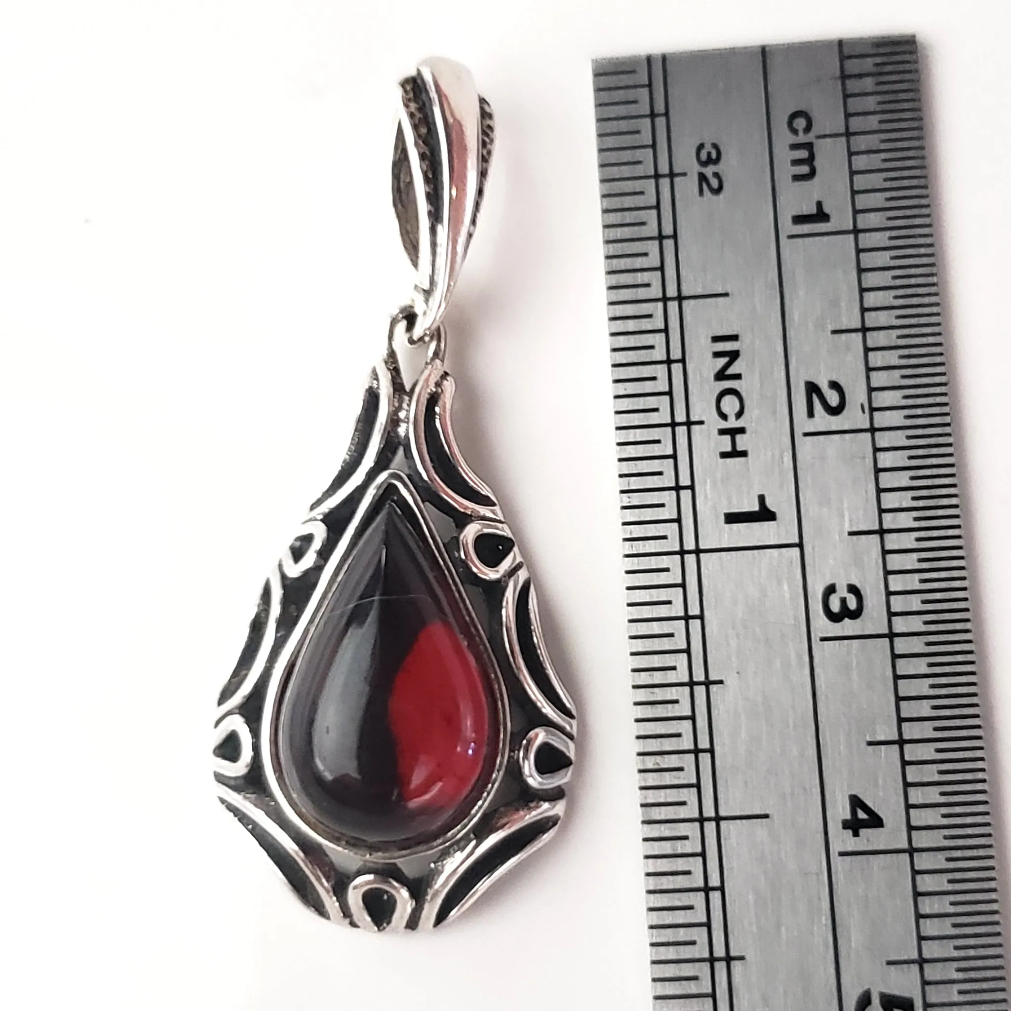 Cherry Amber Sterling Silver Antique Pendant
