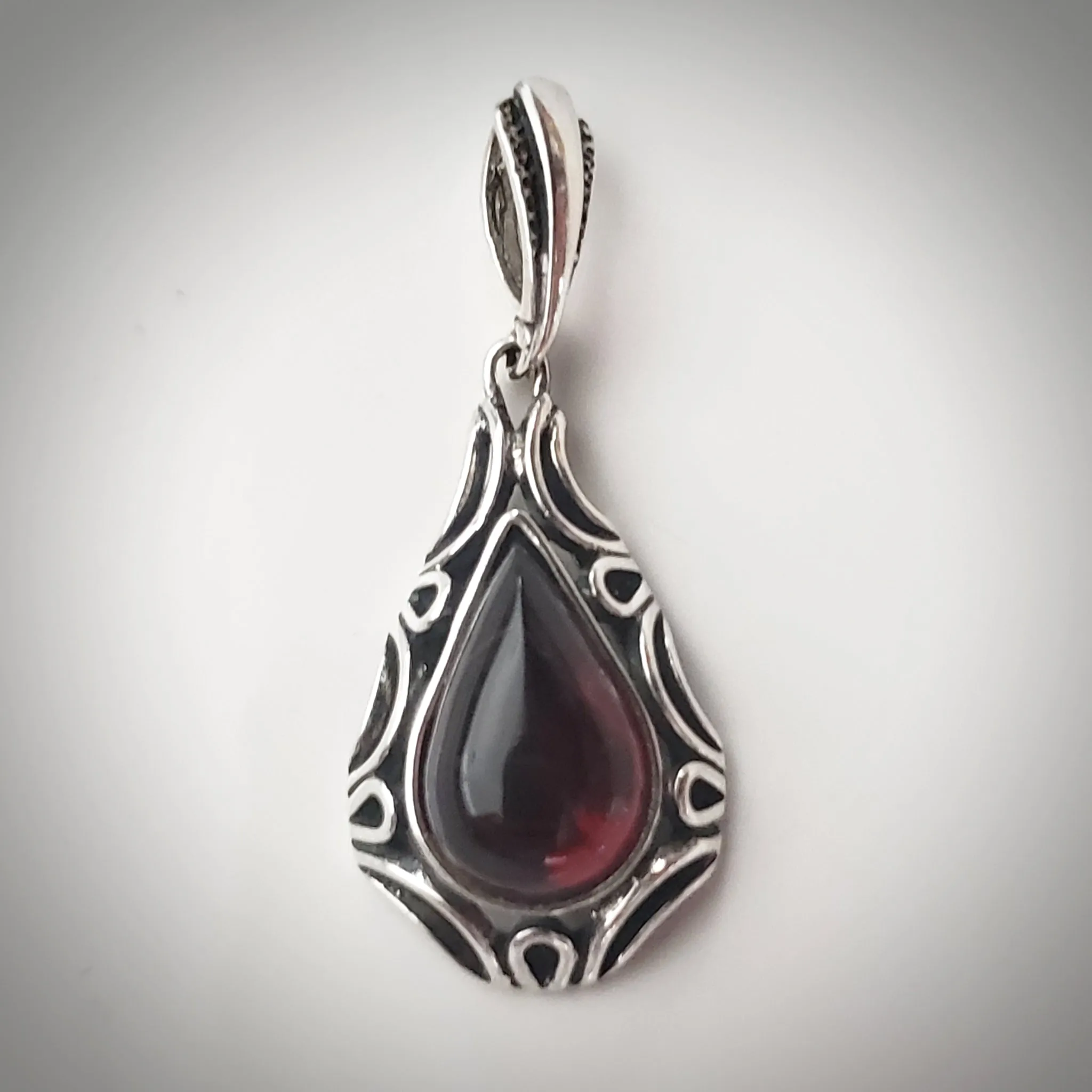 Cherry Amber Sterling Silver Antique Pendant