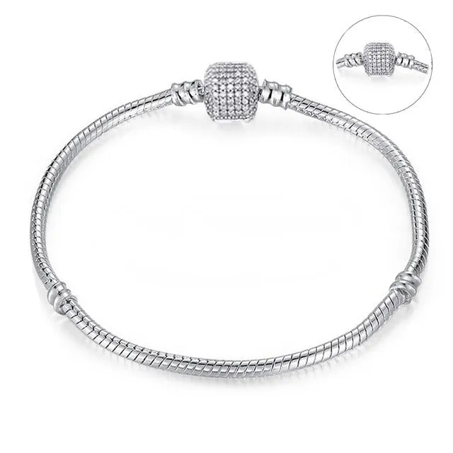 CHIELOYS High Quality Authentic Silver Color Snake Chain Fine Bracelet Fit European Charm Bracelet for Women DIY Jewelry Making