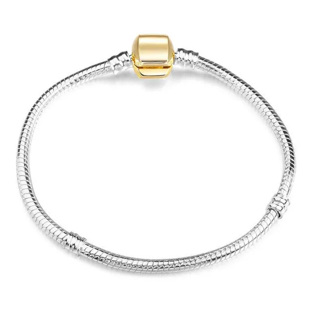 CHIELOYS High Quality Authentic Silver Color Snake Chain Fine Bracelet Fit European Charm Bracelet for Women DIY Jewelry Making