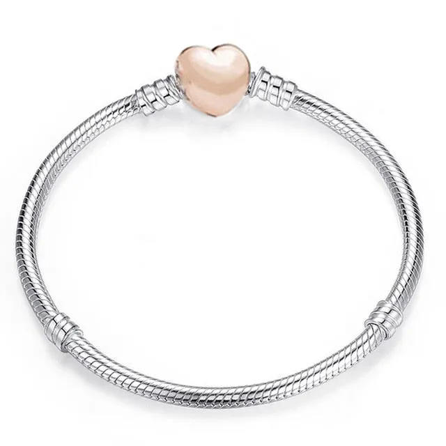CHIELOYS High Quality Authentic Silver Color Snake Chain Fine Bracelet Fit European Charm Bracelet for Women DIY Jewelry Making