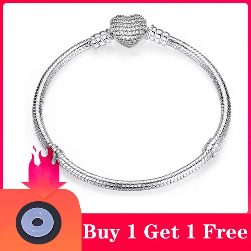 CHIELOYS High Quality Authentic Silver Color Snake Chain Fine Bracelet Fit European Charm Bracelet for Women DIY Jewelry Making