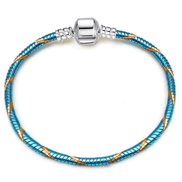 CHIELOYS High Quality Authentic Silver Color Snake Chain Fine Bracelet Fit European Charm Bracelet for Women DIY Jewelry Making