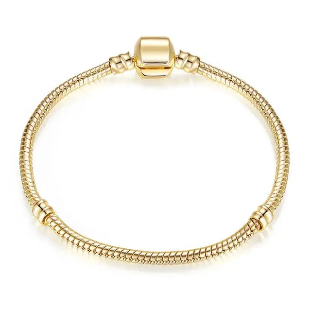 CHIELOYS High Quality Authentic Silver Color Snake Chain Fine Bracelet Fit European Charm Bracelet for Women DIY Jewelry Making