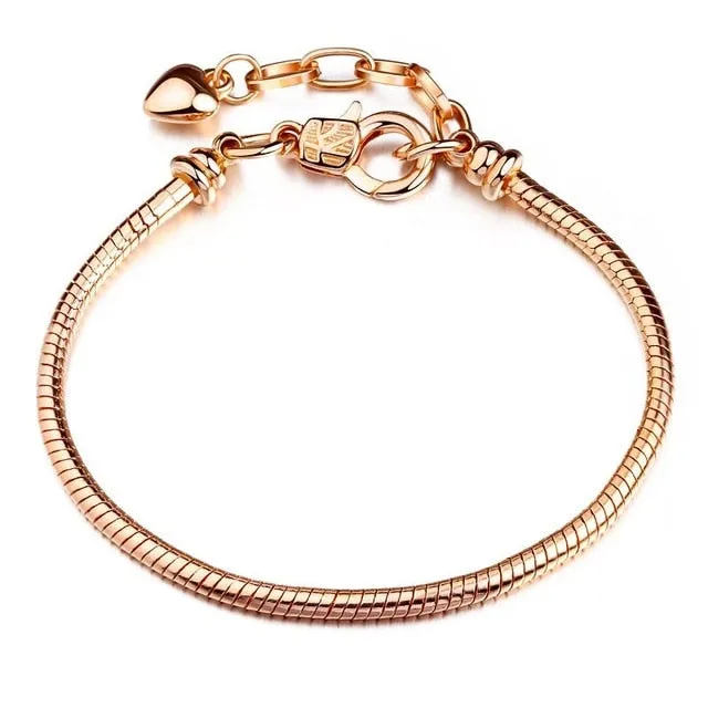 CHIELOYS High Quality Authentic Silver Color Snake Chain Fine Bracelet Fit European Charm Bracelet for Women DIY Jewelry Making
