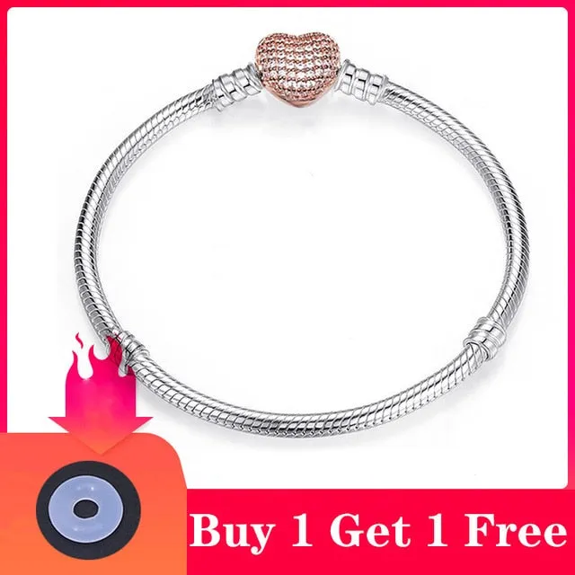 CHIELOYS High Quality Authentic Silver Color Snake Chain Fine Bracelet Fit European Charm Bracelet for Women DIY Jewelry Making