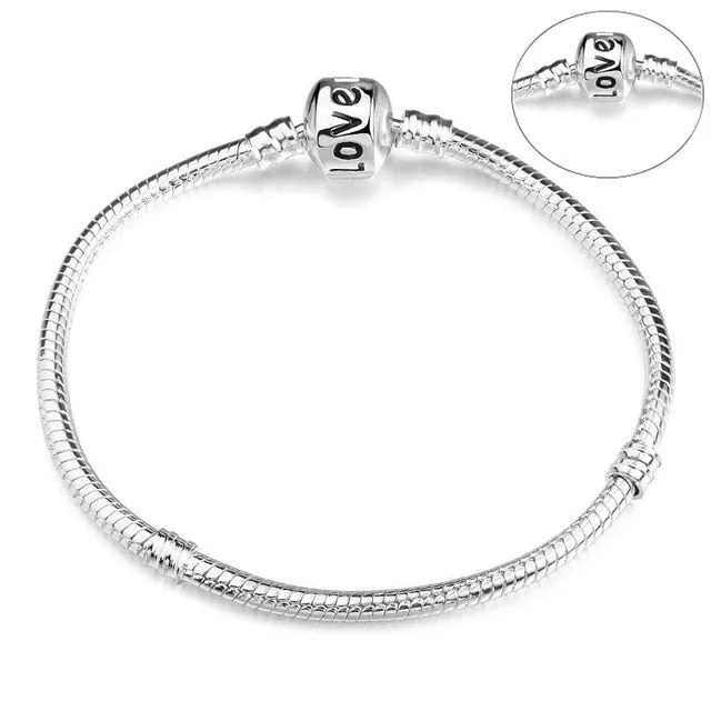 CHIELOYS High Quality Authentic Silver Color Snake Chain Fine Bracelet Fit European Charm Bracelet for Women DIY Jewelry Making