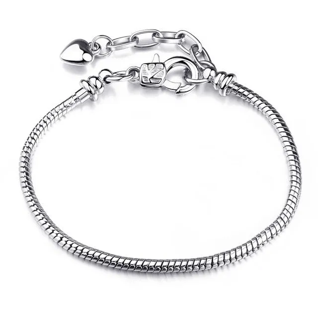 CHIELOYS High Quality Authentic Silver Color Snake Chain Fine Bracelet Fit European Charm Bracelet for Women DIY Jewelry Making