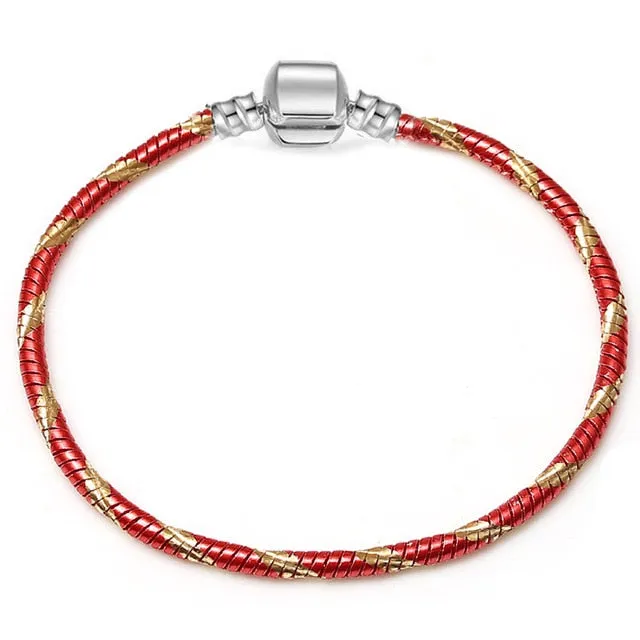 CHIELOYS High Quality Authentic Silver Color Snake Chain Fine Bracelet Fit European Charm Bracelet for Women DIY Jewelry Making