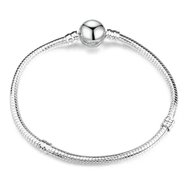 CHIELOYS High Quality Authentic Silver Color Snake Chain Fine Bracelet Fit European Charm Bracelet for Women DIY Jewelry Making