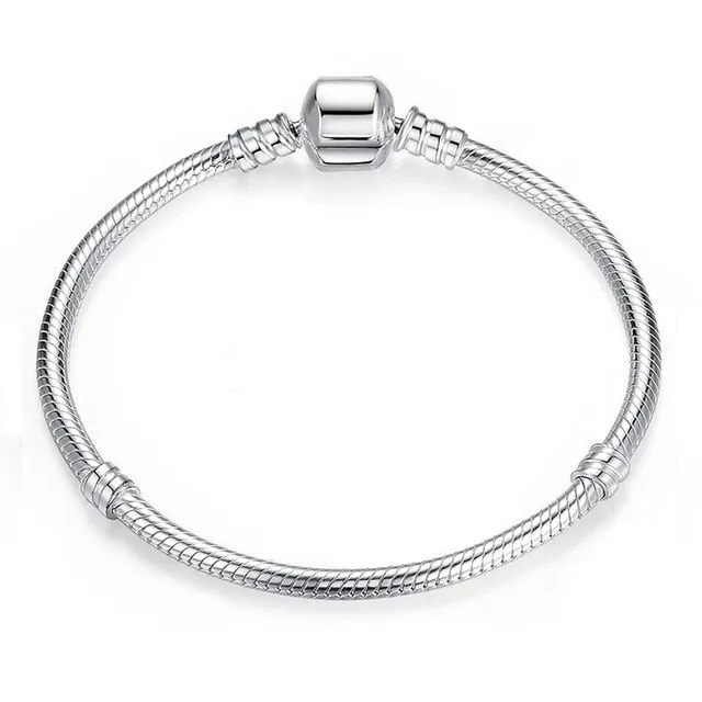 CHIELOYS High Quality Authentic Silver Color Snake Chain Fine Bracelet Fit European Charm Bracelet for Women DIY Jewelry Making