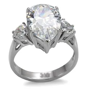 CJ7766OS Wholesale Stainless Steel Pear 9ct. Cubic Zirconia Ring