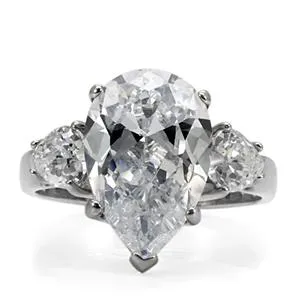 CJ7766OS Wholesale Stainless Steel Pear 9ct. Cubic Zirconia Ring