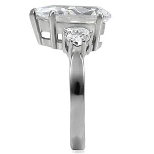 CJ7766OS Wholesale Stainless Steel Pear 9ct. Cubic Zirconia Ring