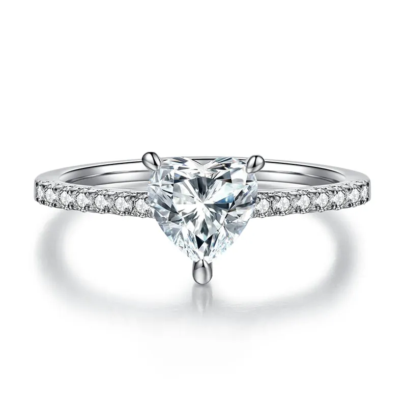 Classic 1.0ct Heart Shaped Moissanite Ring