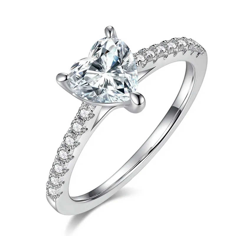 Classic 1.0ct Heart Shaped Moissanite Ring