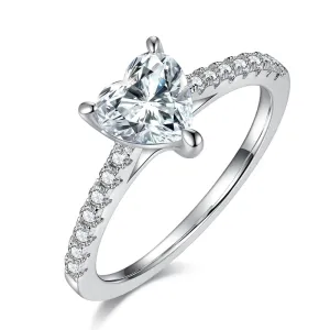 Classic 1.0ct Heart Shaped Moissanite Ring