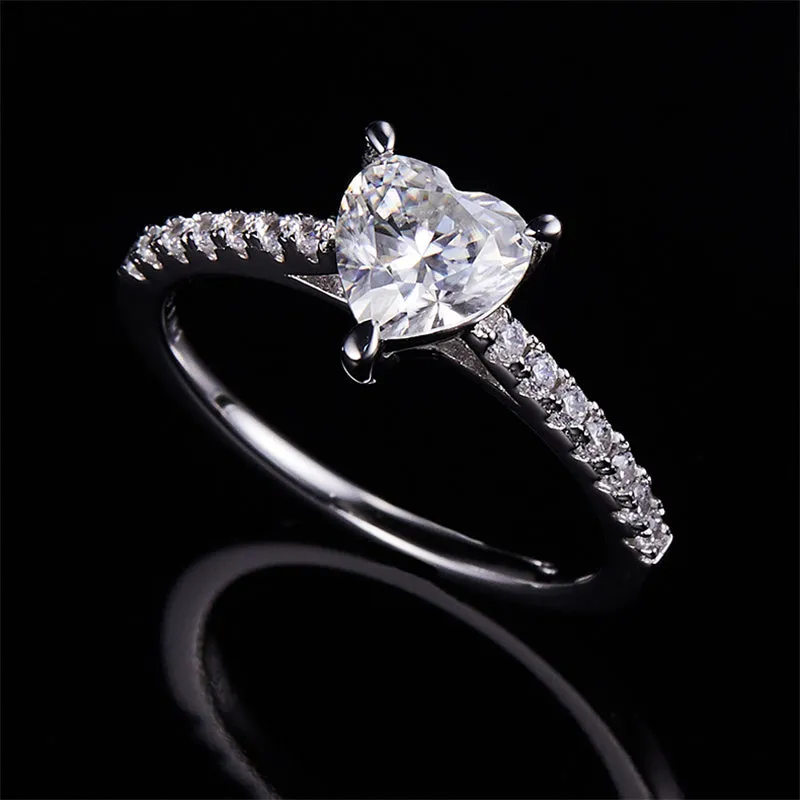 Classic 1.0ct Heart Shaped Moissanite Ring