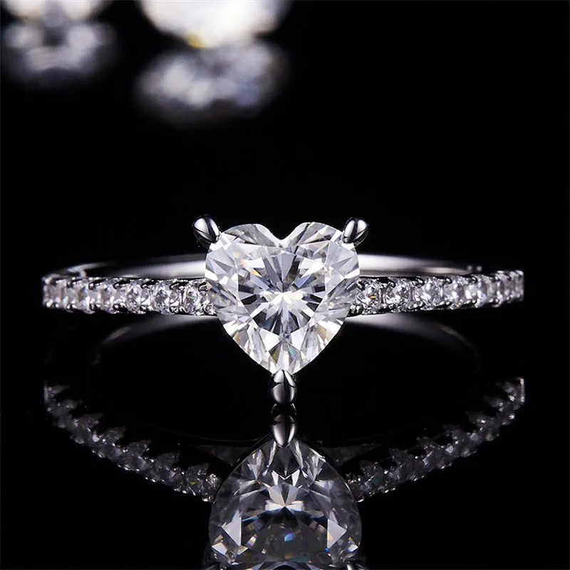 Classic 1.0ct Heart Shaped Moissanite Ring