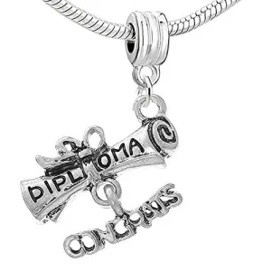 Congrats Diploma Dangle Charm Pendant for European Snake Chain Bracelet
