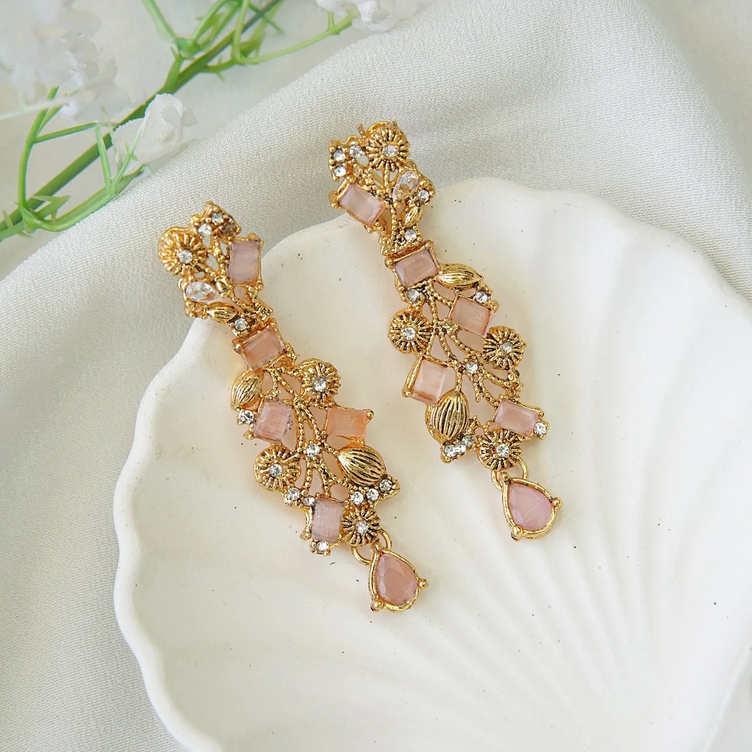 Copper Antique Semi-Precious Earrings