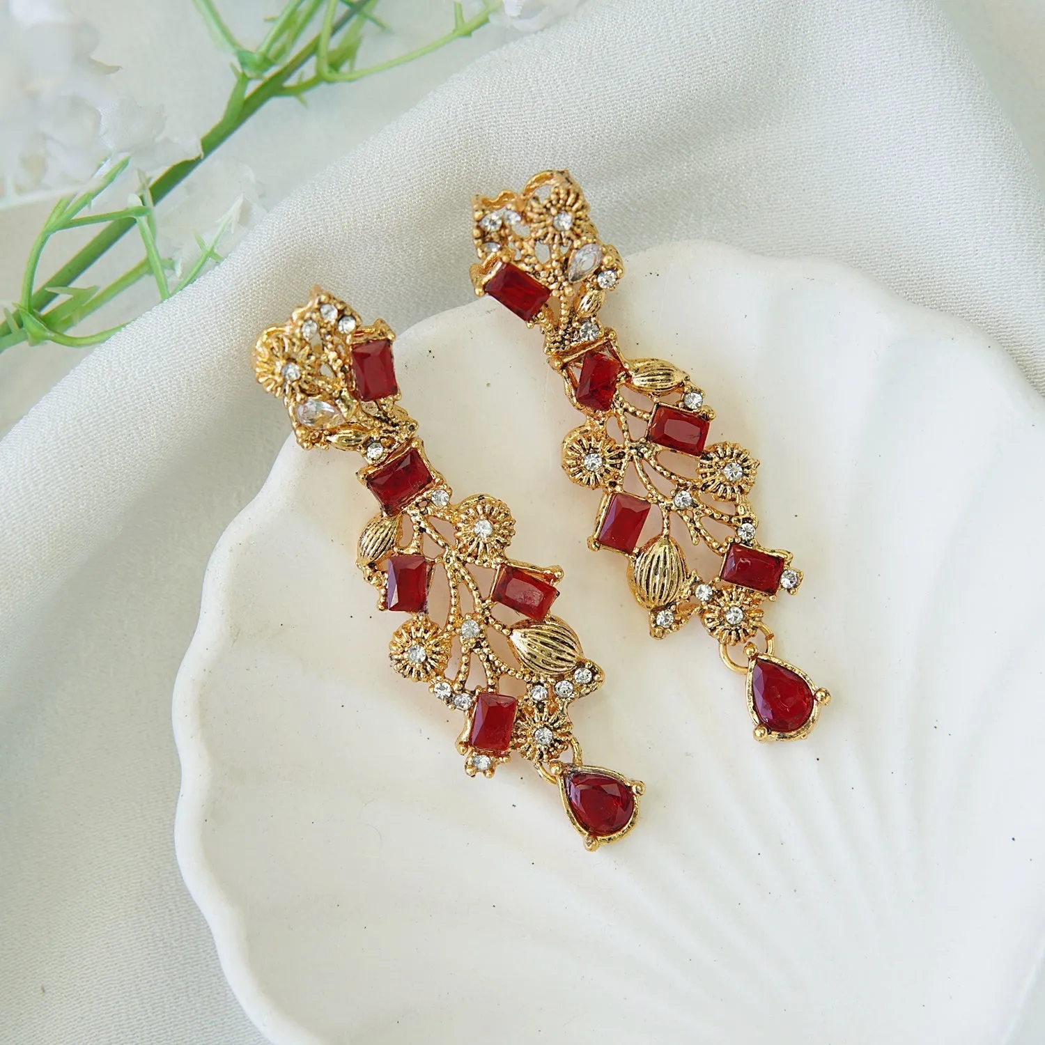 Copper Antique Semi-Precious Earrings