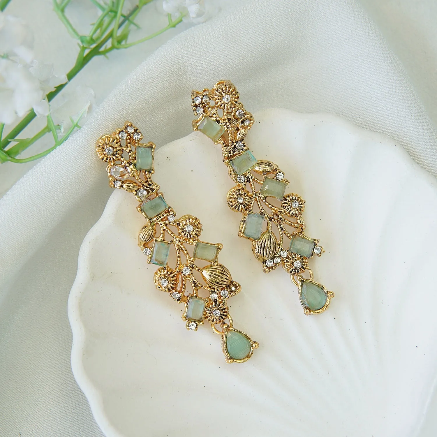 Copper Antique Semi-Precious Earrings