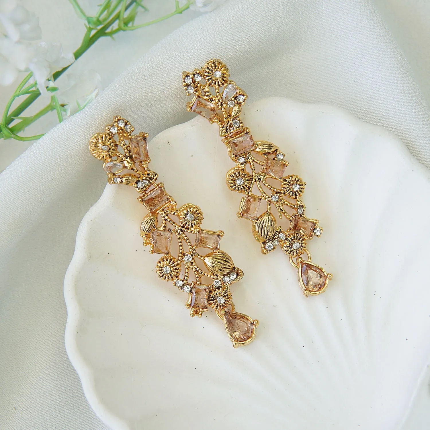 Copper Antique Semi-Precious Earrings