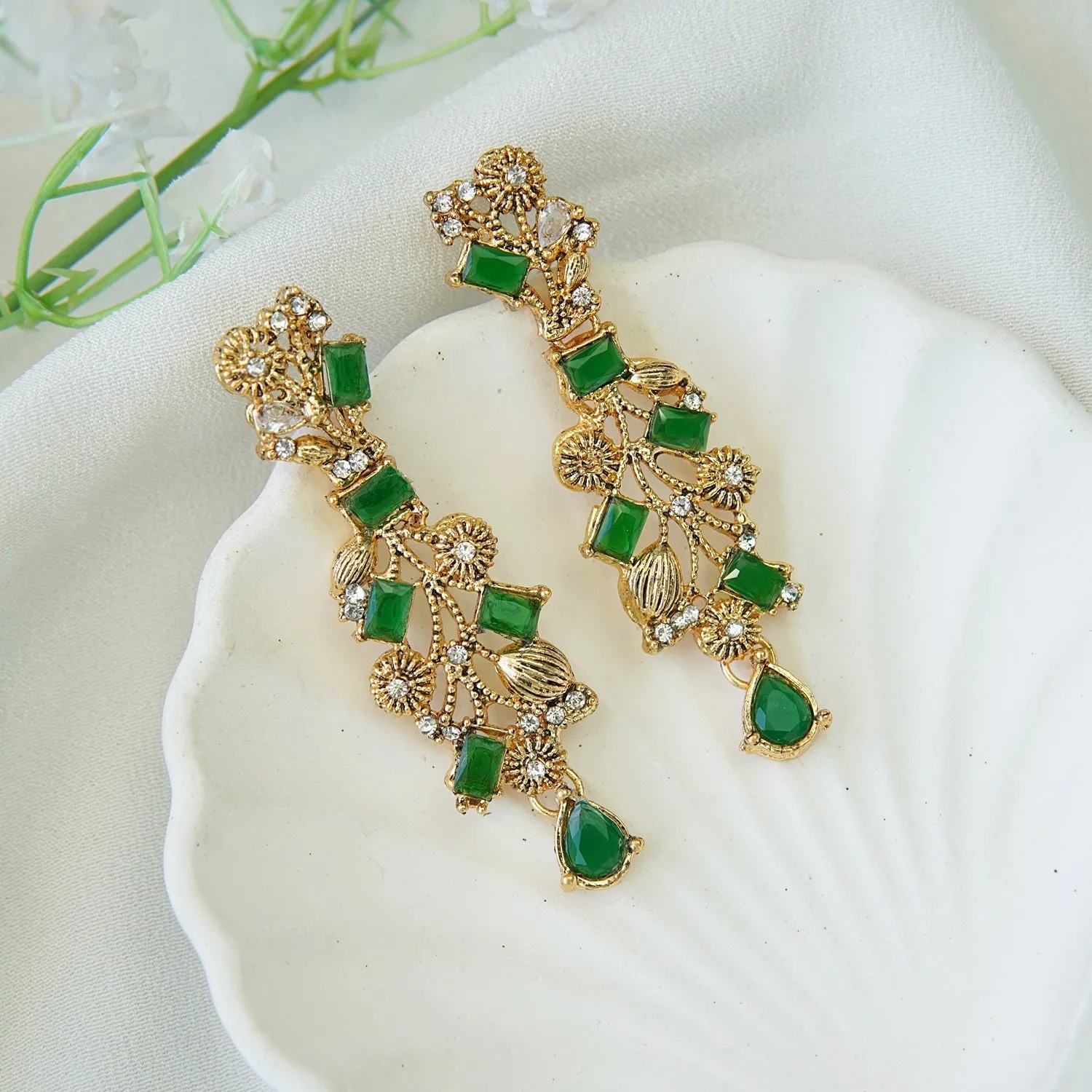 Copper Antique Semi-Precious Earrings