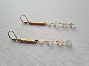 coral wisps | Antique link opal, morganite and aquamarine earrings