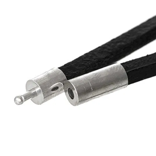 Cowhide Leather Bracelet Black Cord End Clasp 79cm(31 1/8")