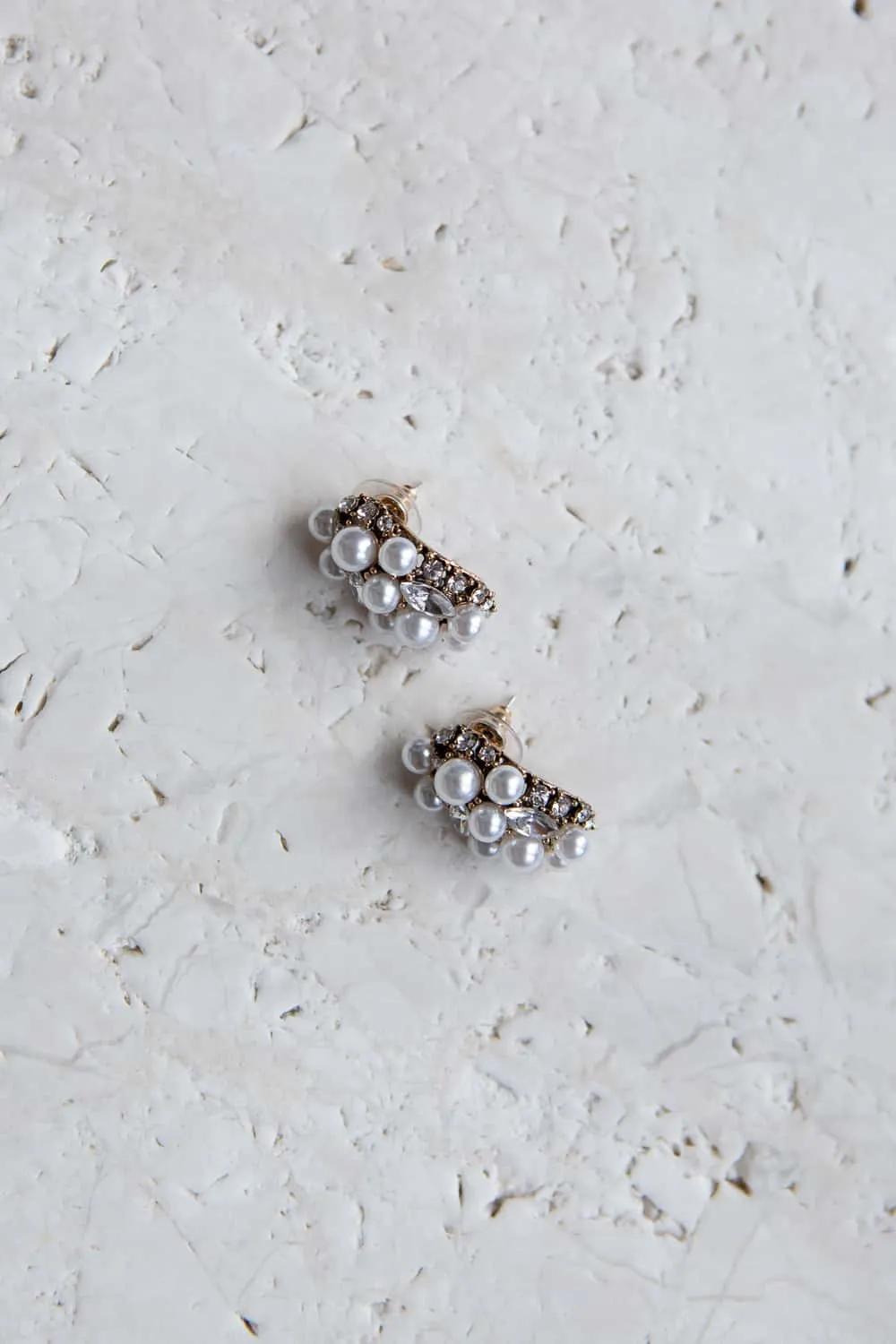 Crystal Pearl Cluster Stud Earrings