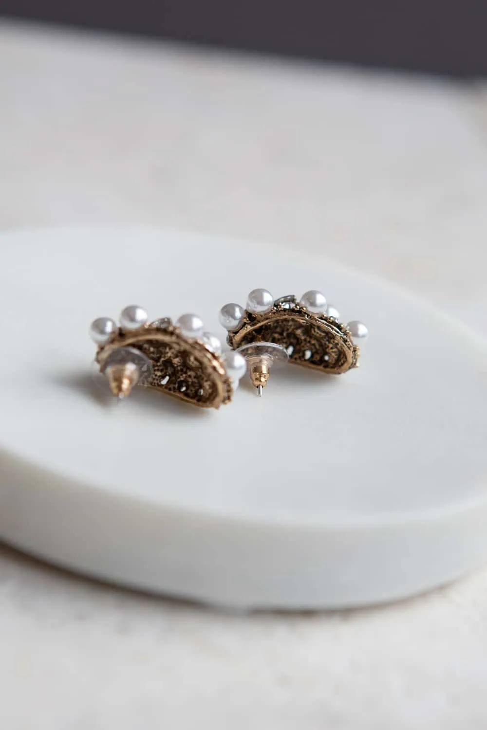 Crystal Pearl Cluster Stud Earrings