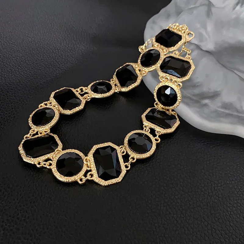Crystal Square Round Necklace  and Dangle Earrings