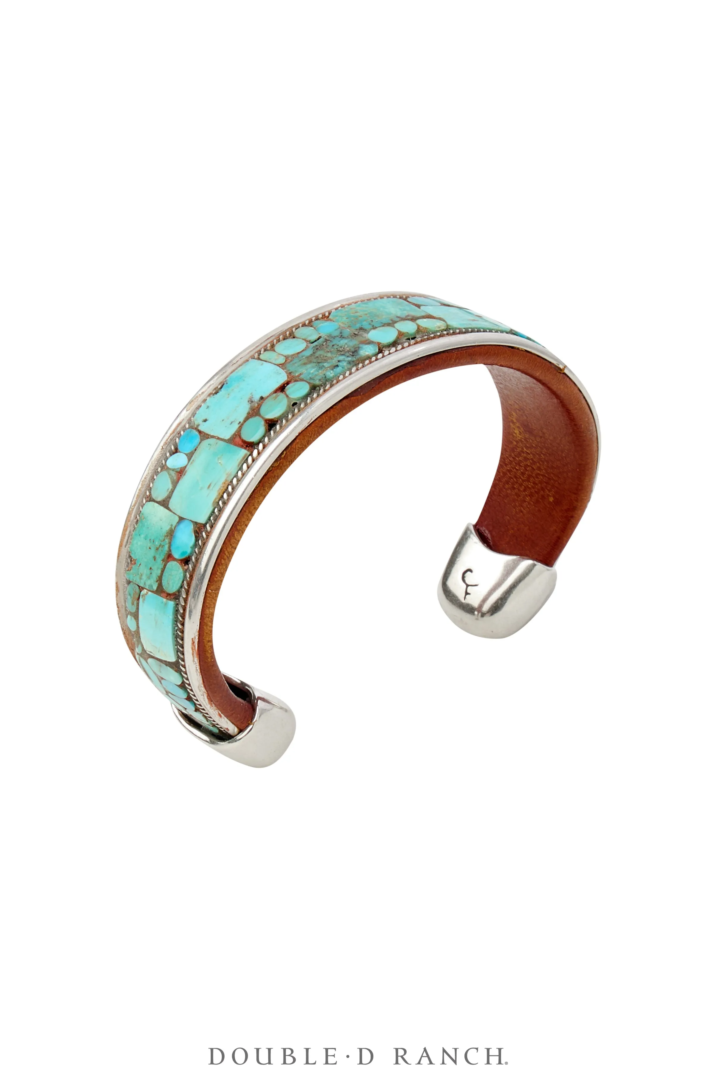 Cuff, Inlay, Turquoise, Leather Lined, Artisan, Charlie Favour, Contemporary, 3891