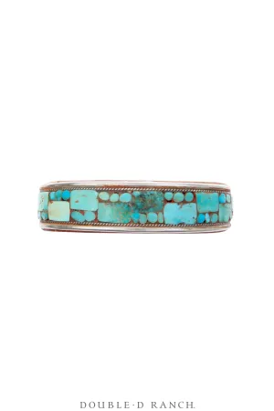 Cuff, Inlay, Turquoise, Leather Lined, Artisan, Charlie Favour, Contemporary, 3891