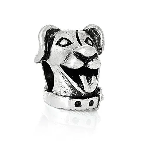 Cute Dog Head Charm Bead for European Snake Chain Charm Bracelet