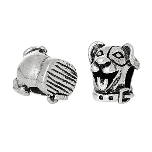 Cute Dog Head Charm Bead for European Snake Chain Charm Bracelet