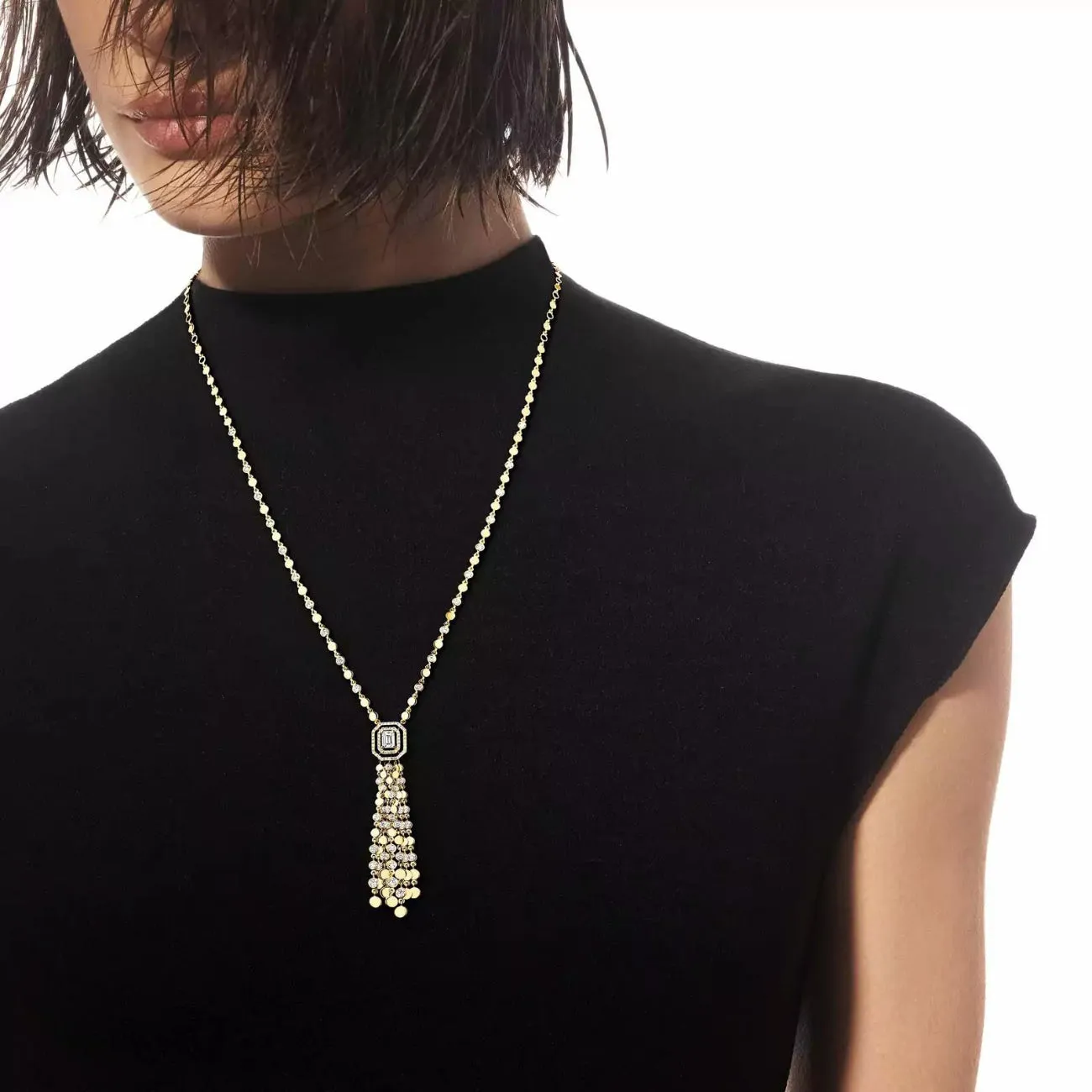 D-Vibes Tassel 18K Yellow Gold Diamond Necklace