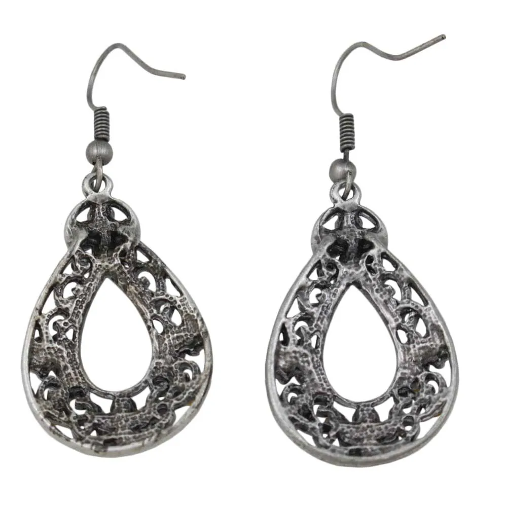 Dark and Light Purple Flower Teardrop Pierced Earring - REC523