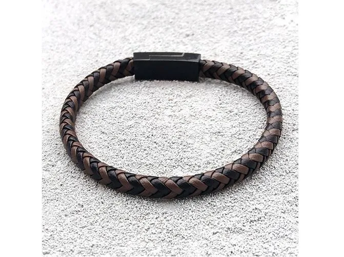 DarkO -Two-color Mixed Braid Genuine Leather Bracelet