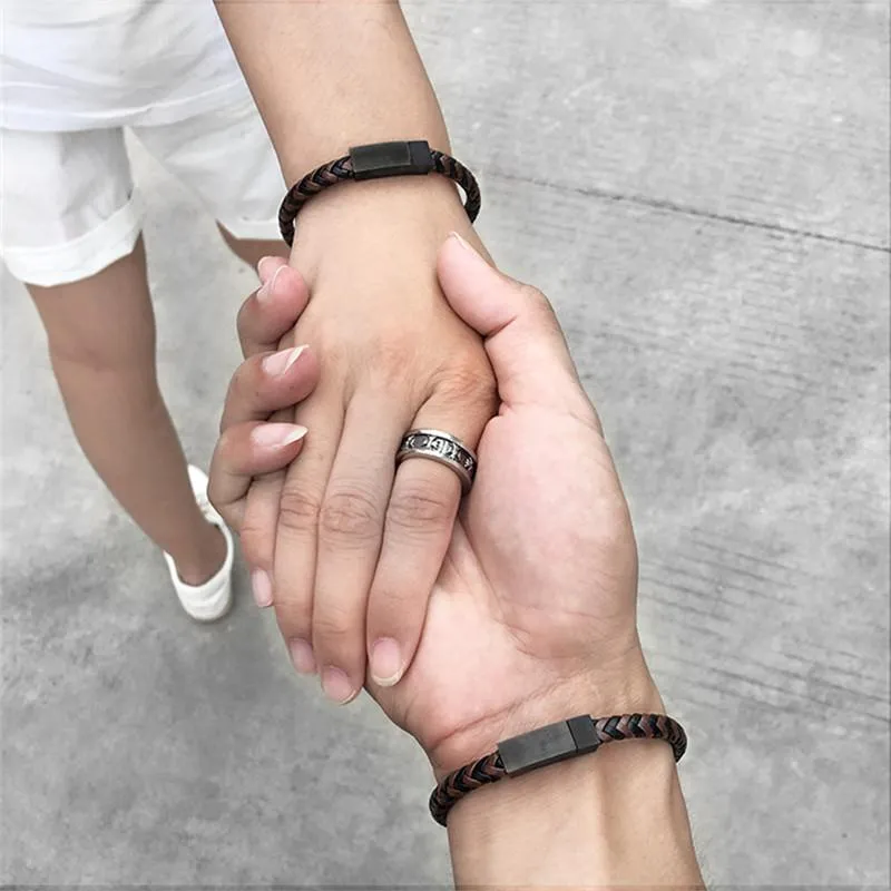 DarkO -Two-color Mixed Braid Genuine Leather Bracelet