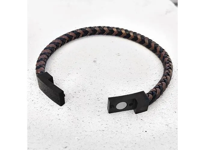 DarkO -Two-color Mixed Braid Genuine Leather Bracelet
